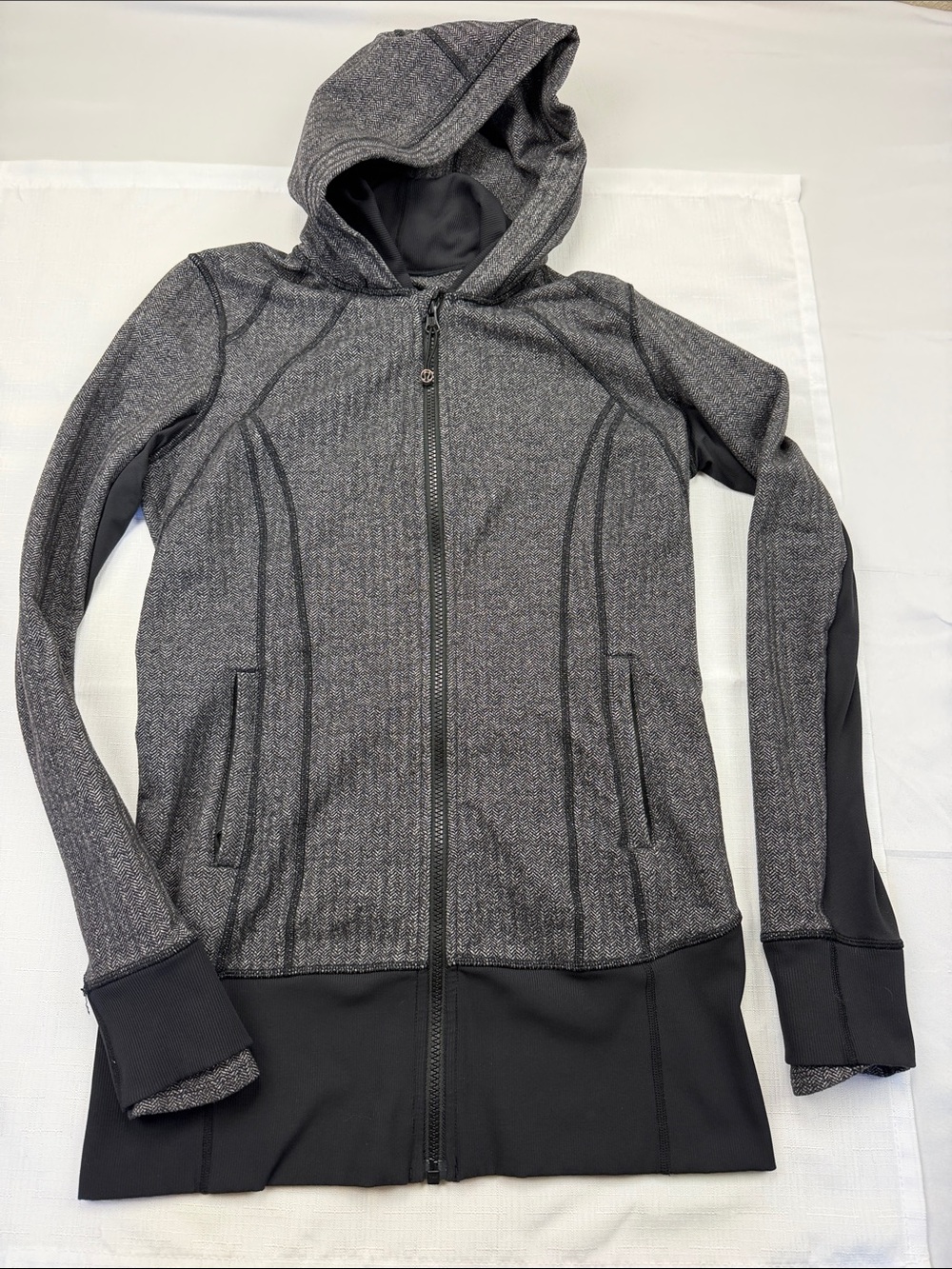 Lululemon Daily Practice Jacket Heathered Herringbone Heathered Black / Black